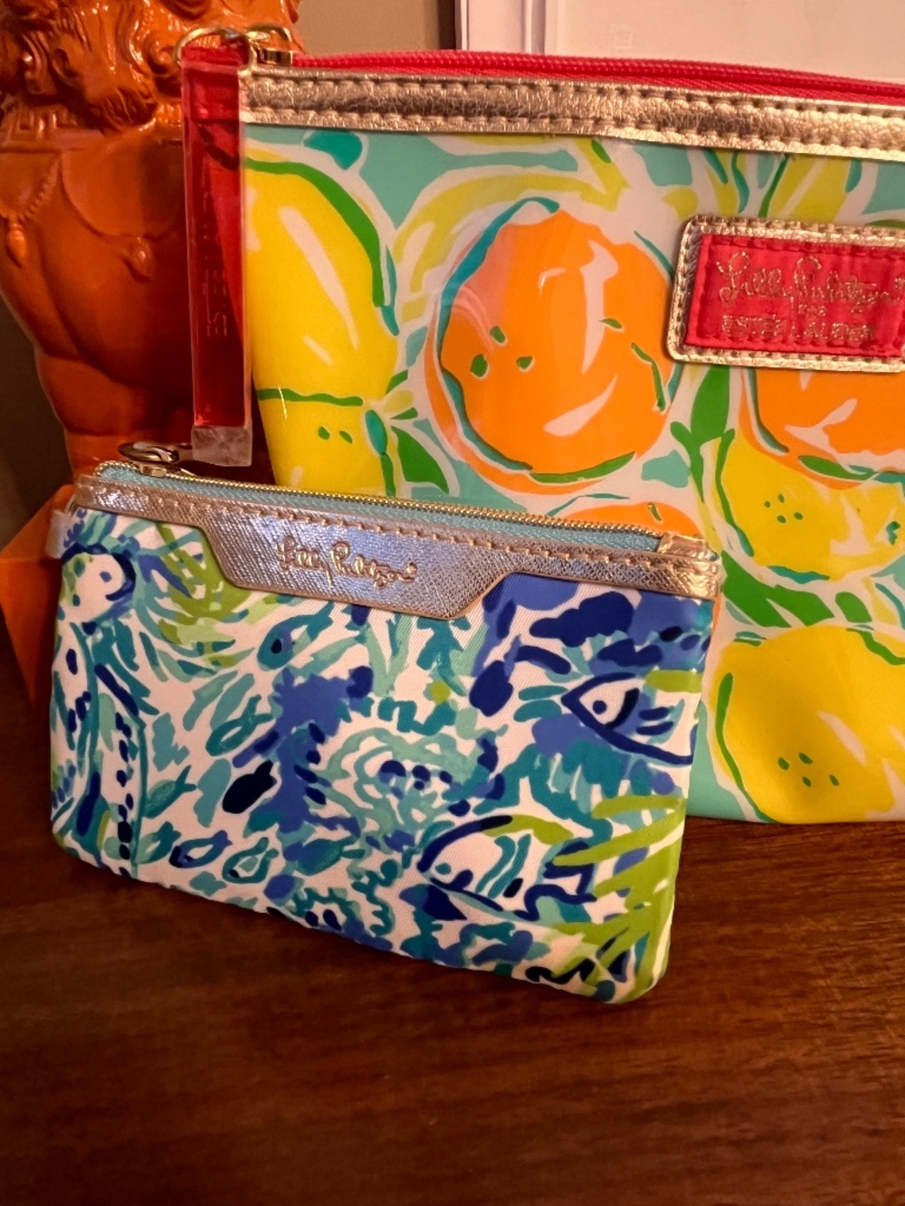 Lilly Pulitzer - Colorful Cosmetic Bag AND Keychain Wallet